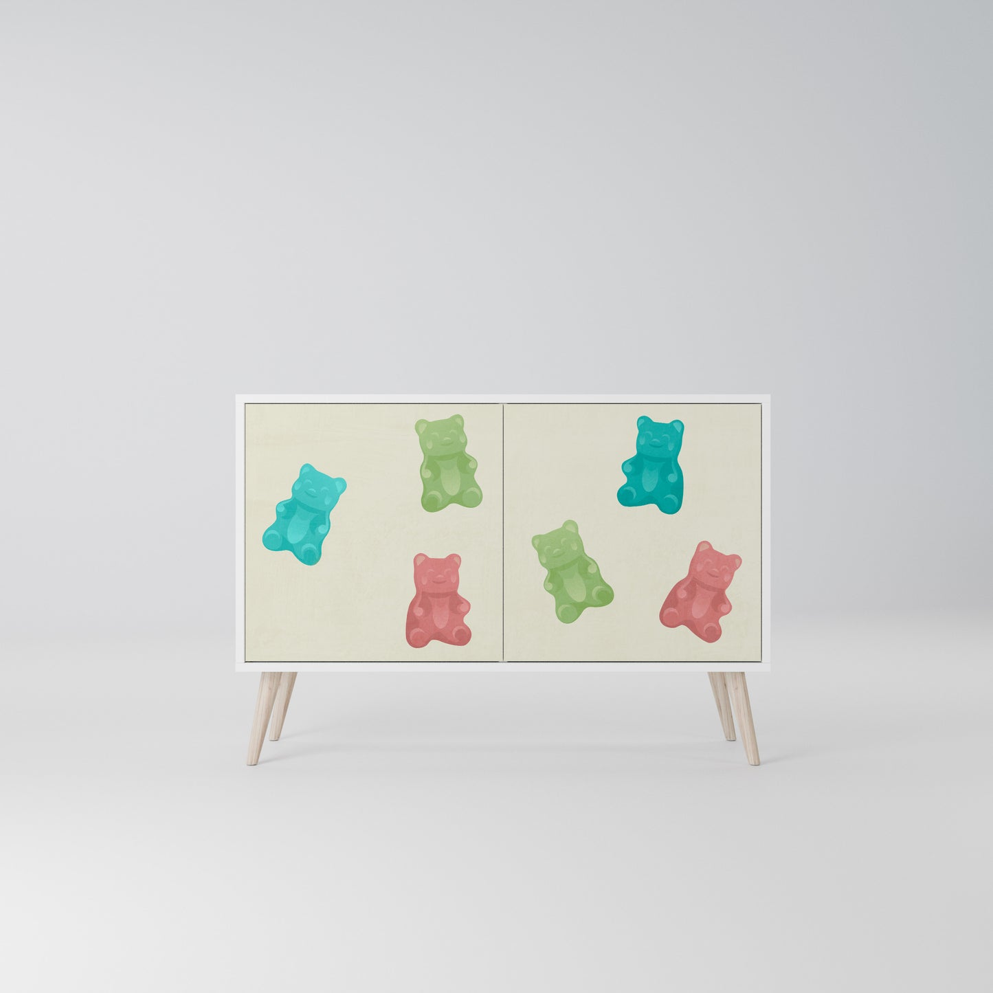 GUMMY BEARS Madia a 2 Ante in Finitura Bianca