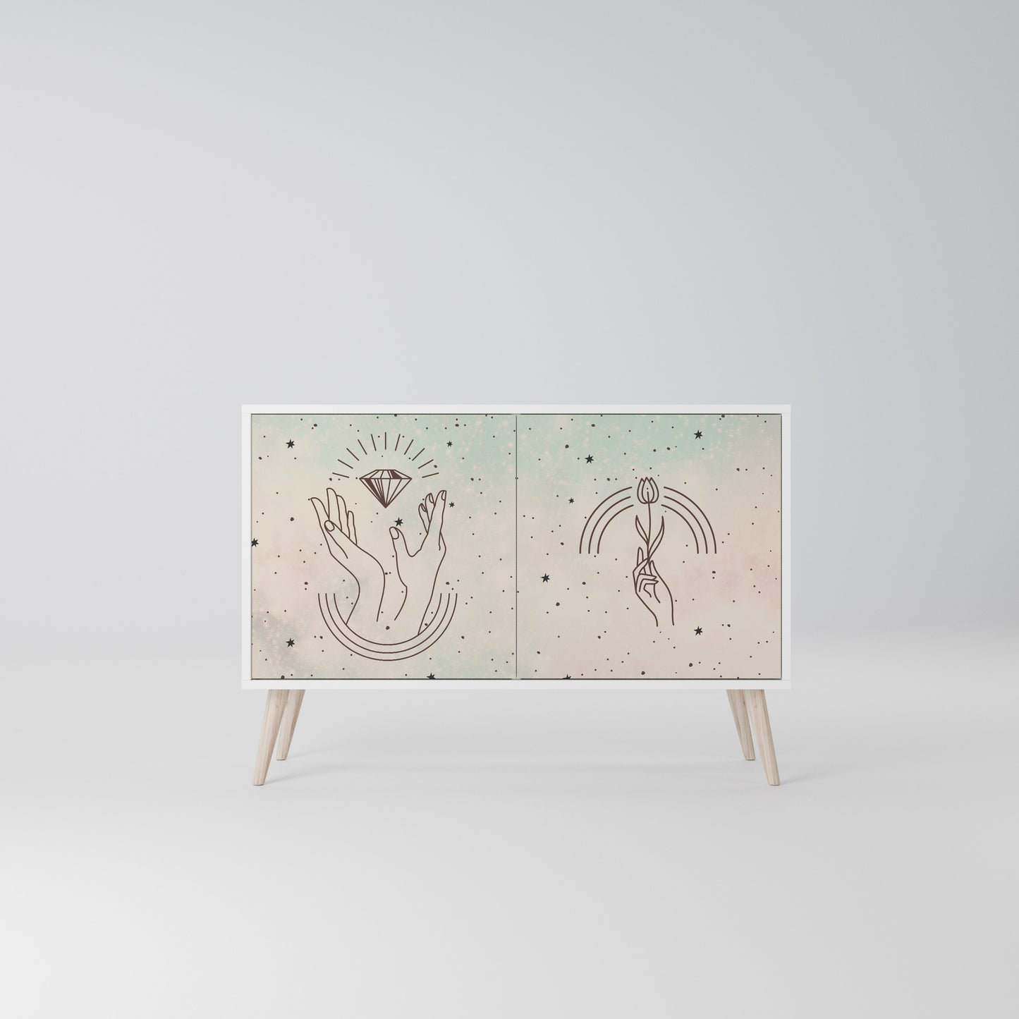 DELICATE BEAUTY Madia a 2 Ante in Finitura Bianca