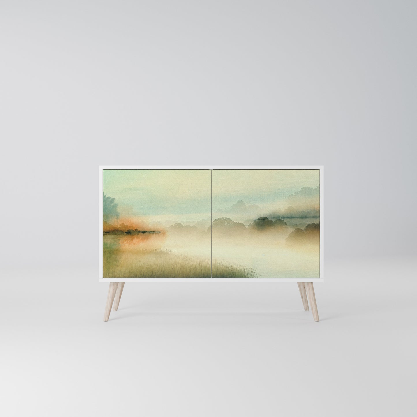 MORNING BY THE LAKE Madia a 2 Ante in Finitura Bianca