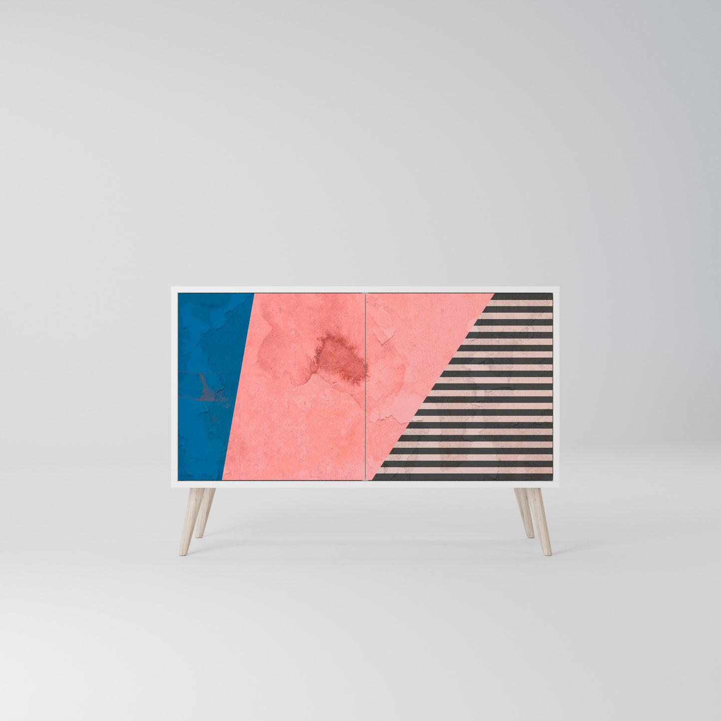 GLAMOROUS STRIPE Madia a 2 Ante in Finitura Bianca