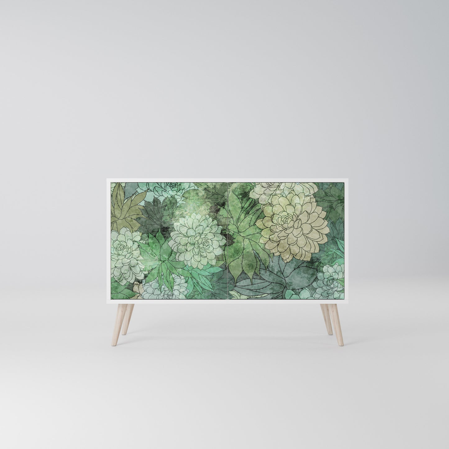 SUCCULENT CLUSTER Madia a 2 Ante in Finitura Bianca