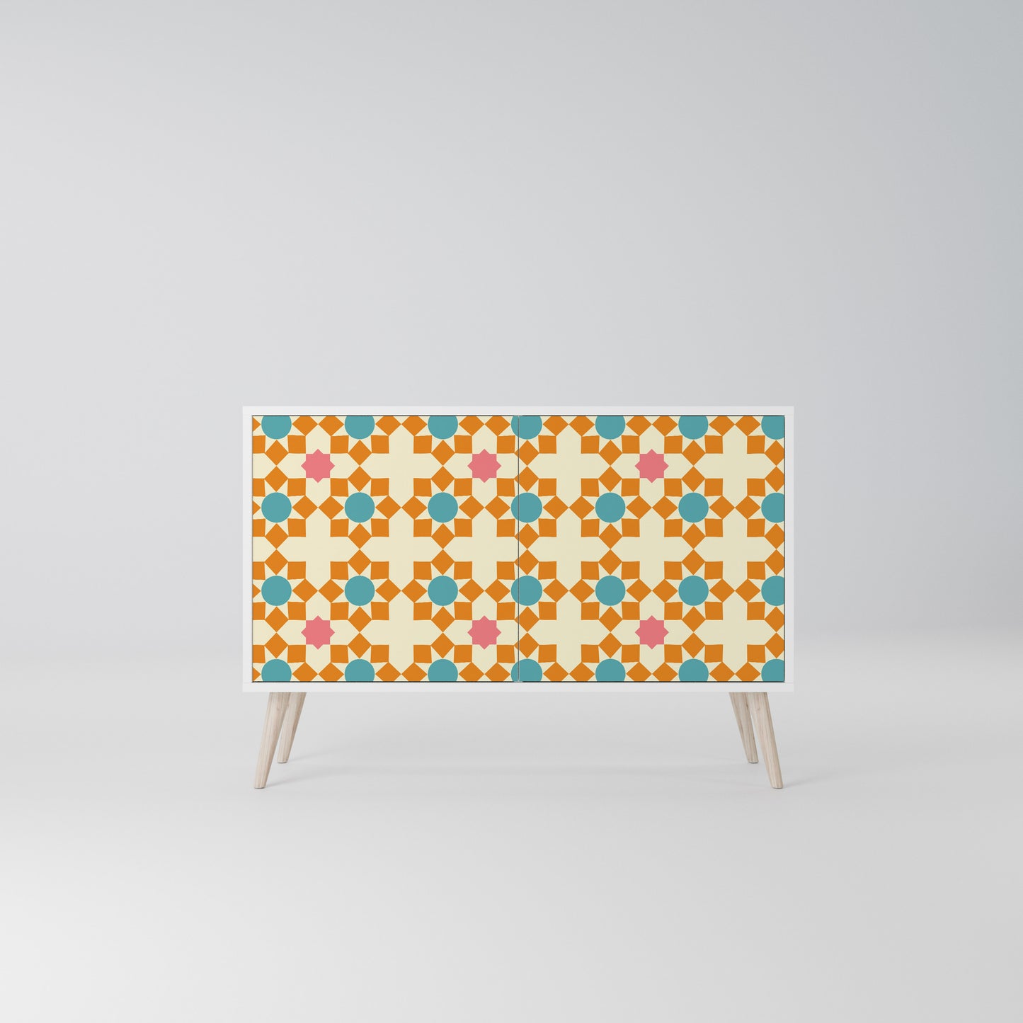 FLORAL DECOR Madia a 2 Ante in Finitura Bianca