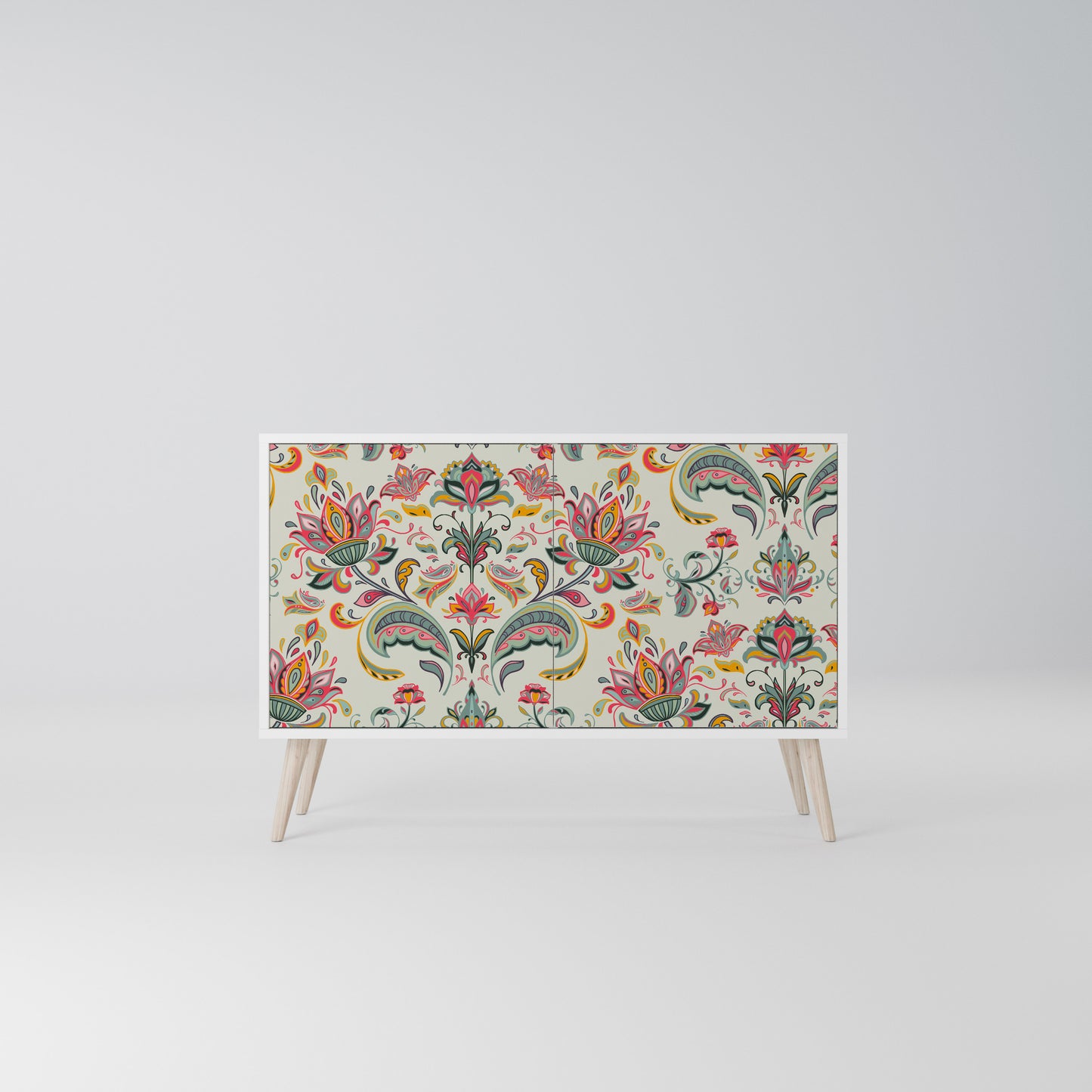 ORGANIC FOLKLORE Madia a 2 Ante in Finitura Bianca