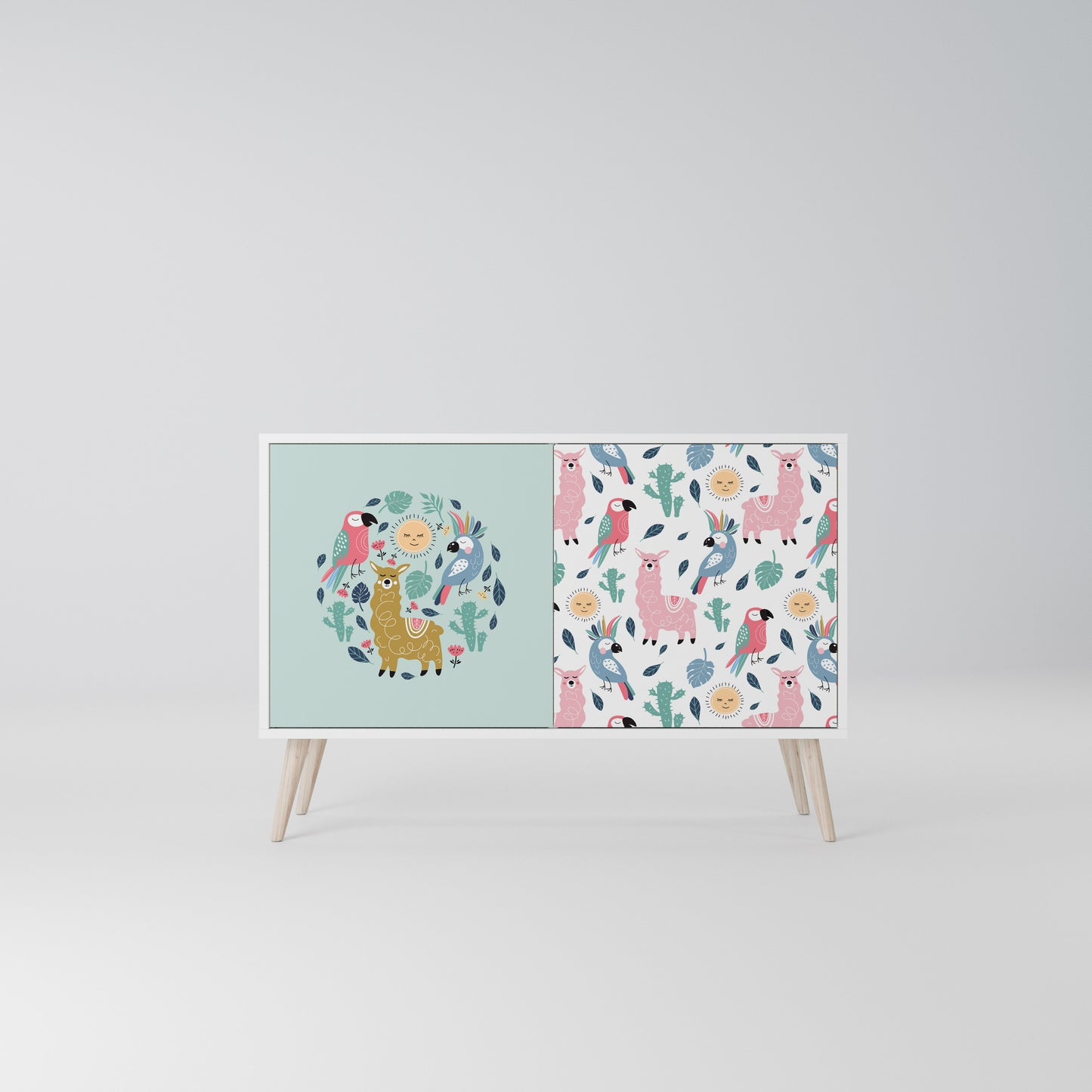 COLORFUL ALPACAS Madia a 2 Ante in Finitura Bianca