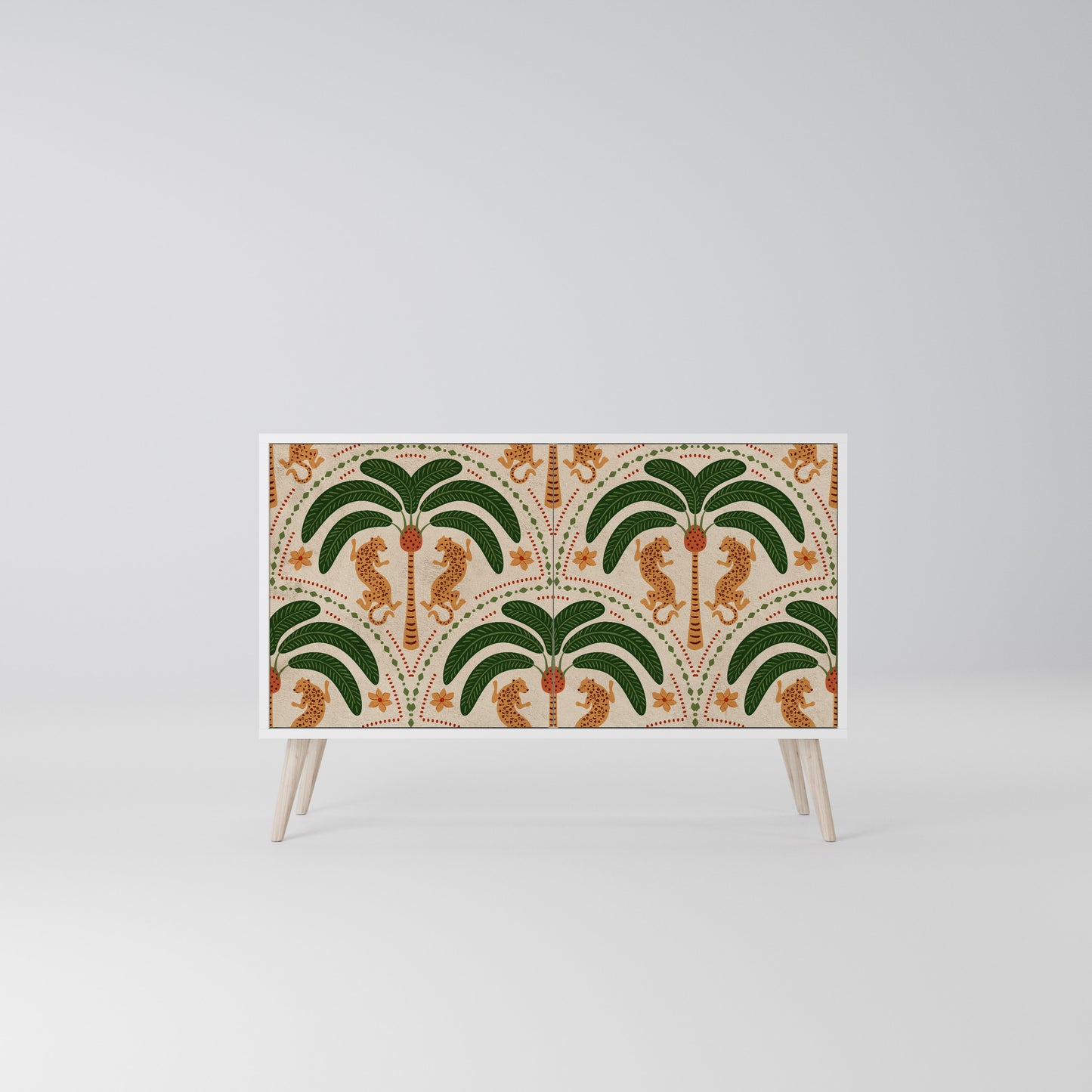 DANCING PREDATORS Madia a 2 Ante in Finitura Bianca