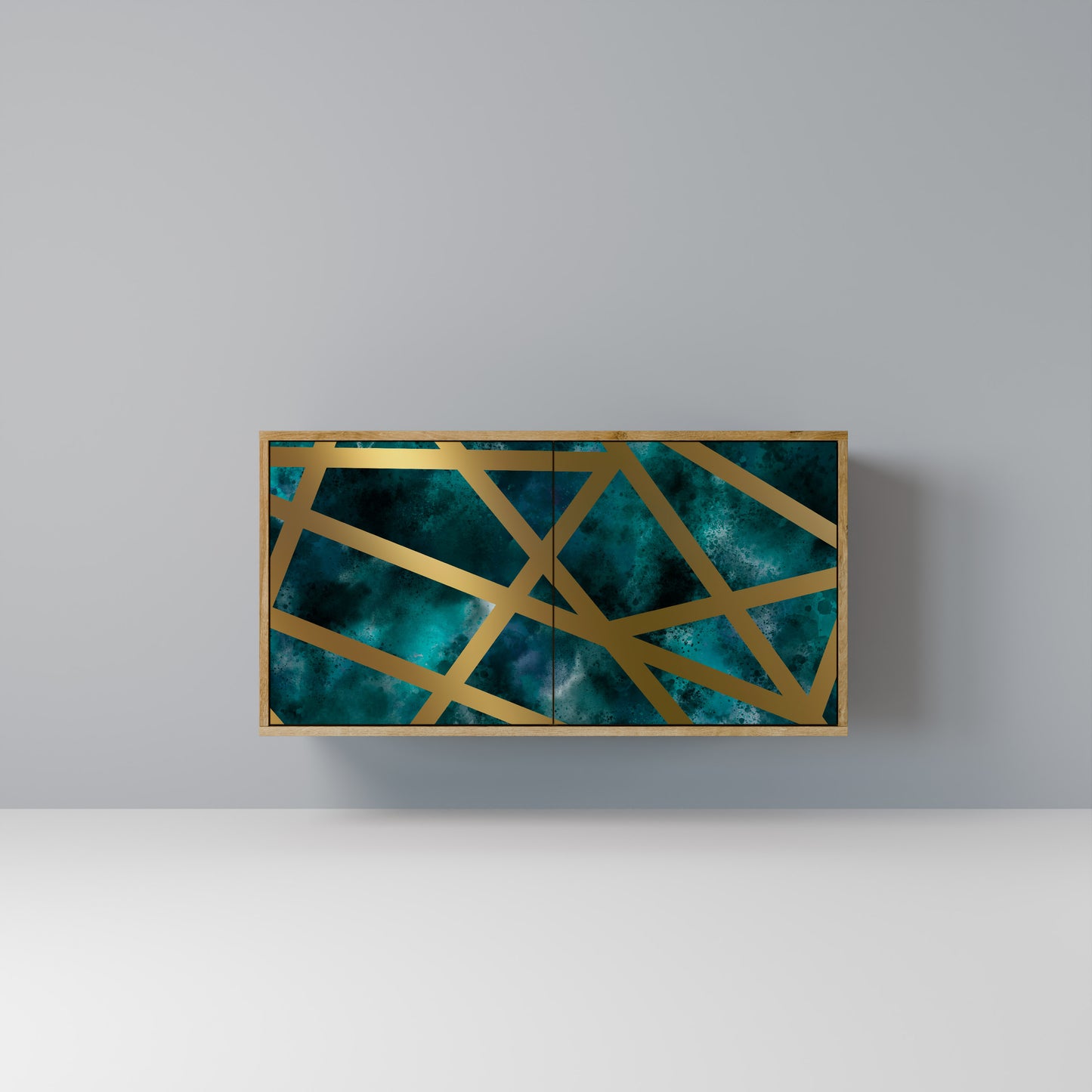 Credenza a 2 ante THE LABYRINTH OF GOLD in effetto rovere