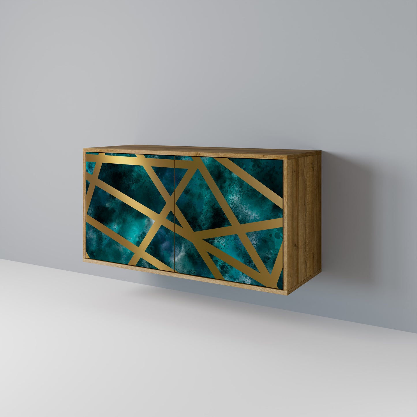 Credenza a 2 ante THE LABYRINTH OF GOLD in effetto rovere