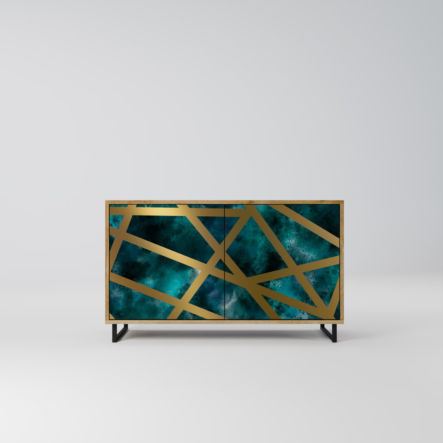 Credenza a 2 ante THE LABYRINTH OF GOLD in effetto rovere