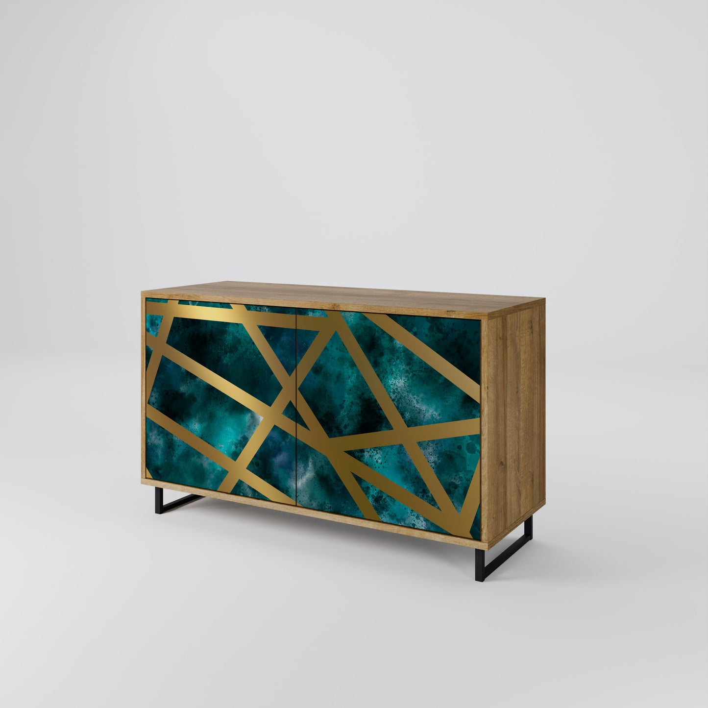 Credenza a 2 ante THE LABYRINTH OF GOLD in effetto rovere