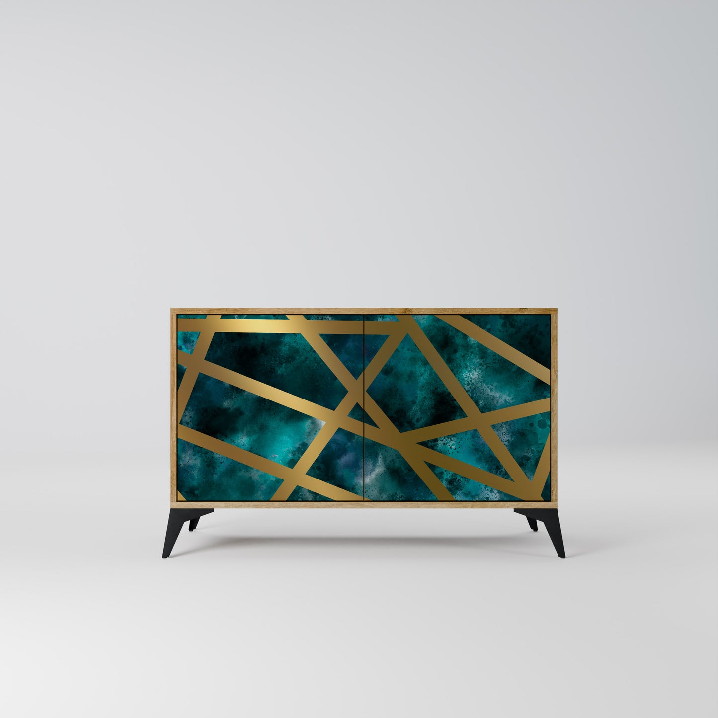 Credenza a 2 ante THE LABYRINTH OF GOLD in effetto rovere