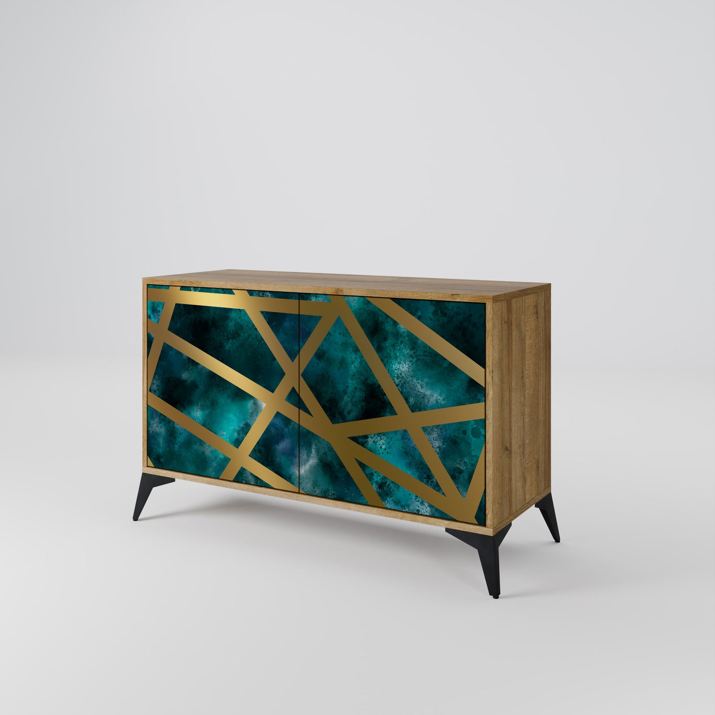 Credenza a 2 ante THE LABYRINTH OF GOLD in effetto rovere