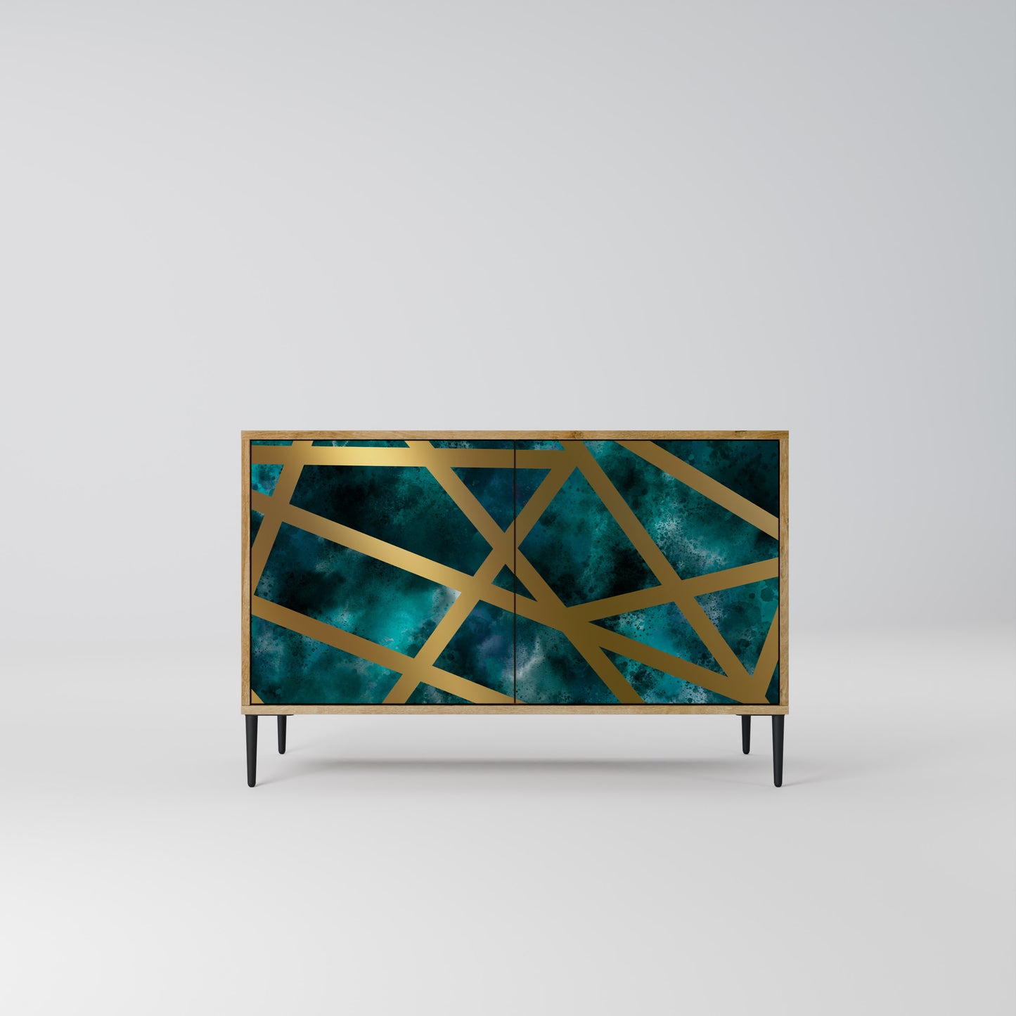 Credenza a 2 ante THE LABYRINTH OF GOLD in effetto rovere