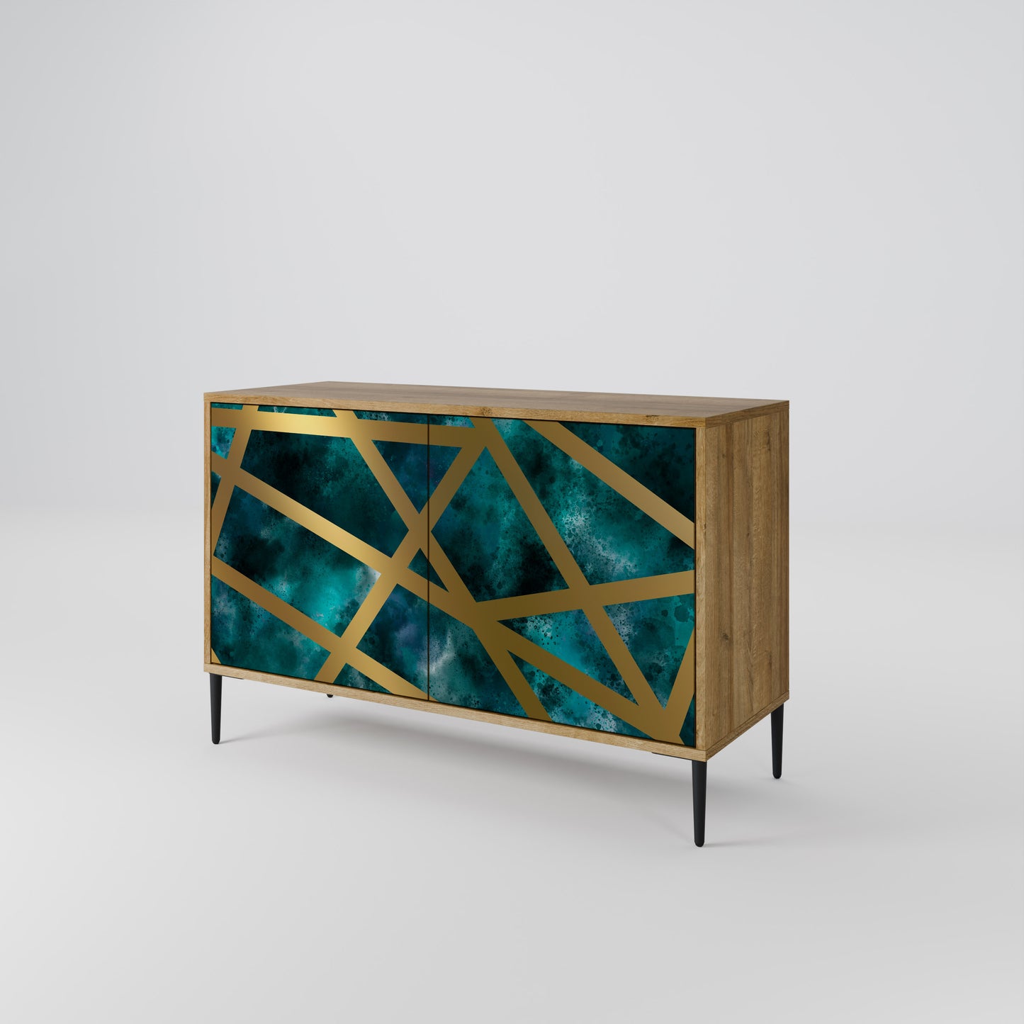 Credenza a 2 ante THE LABYRINTH OF GOLD in effetto rovere