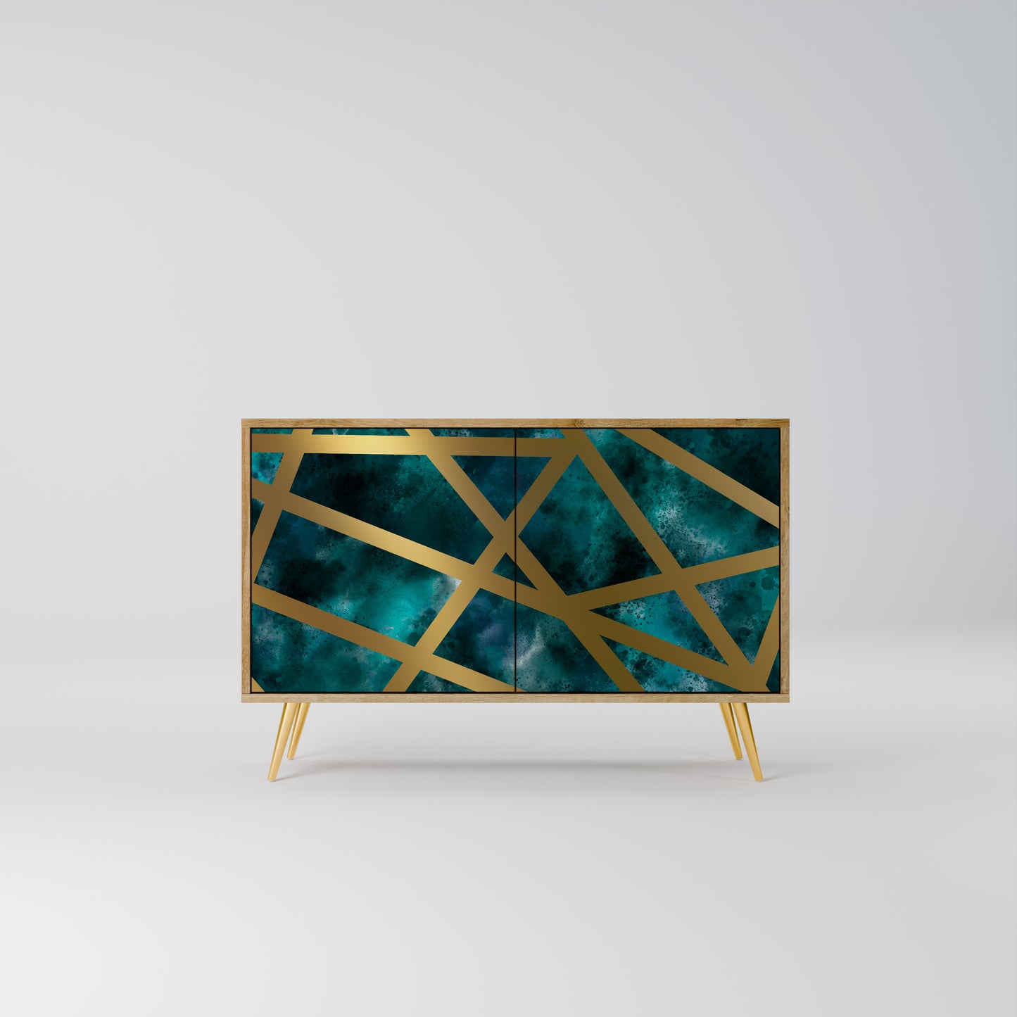 Credenza a 2 ante THE LABYRINTH OF GOLD in effetto rovere