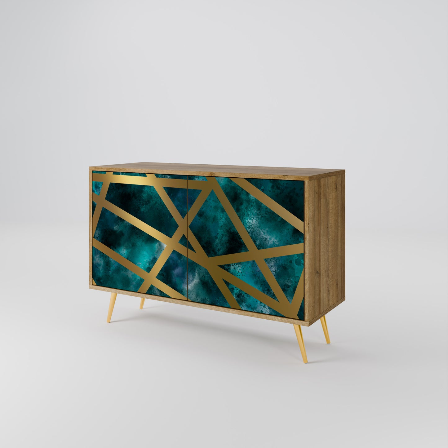 Credenza a 2 ante THE LABYRINTH OF GOLD in effetto rovere