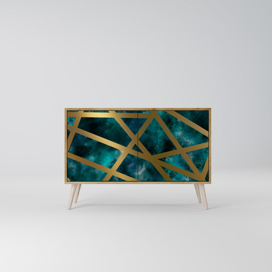 Credenza a 2 ante THE LABYRINTH OF GOLD in effetto rovere