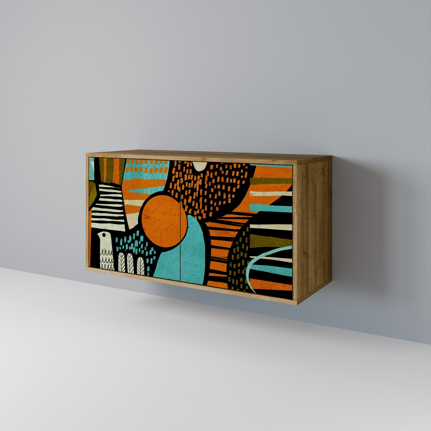 Credenza a 2 ante GEODE GLIMMER effetto rovere