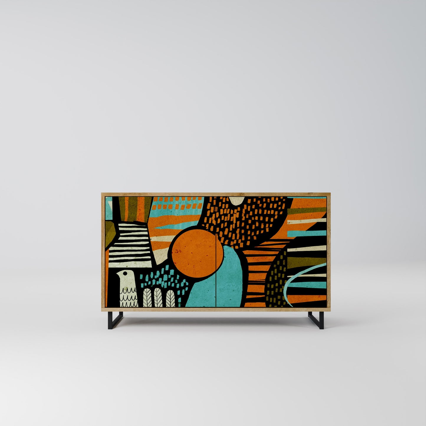 Credenza a 2 ante GEODE GLIMMER effetto rovere
