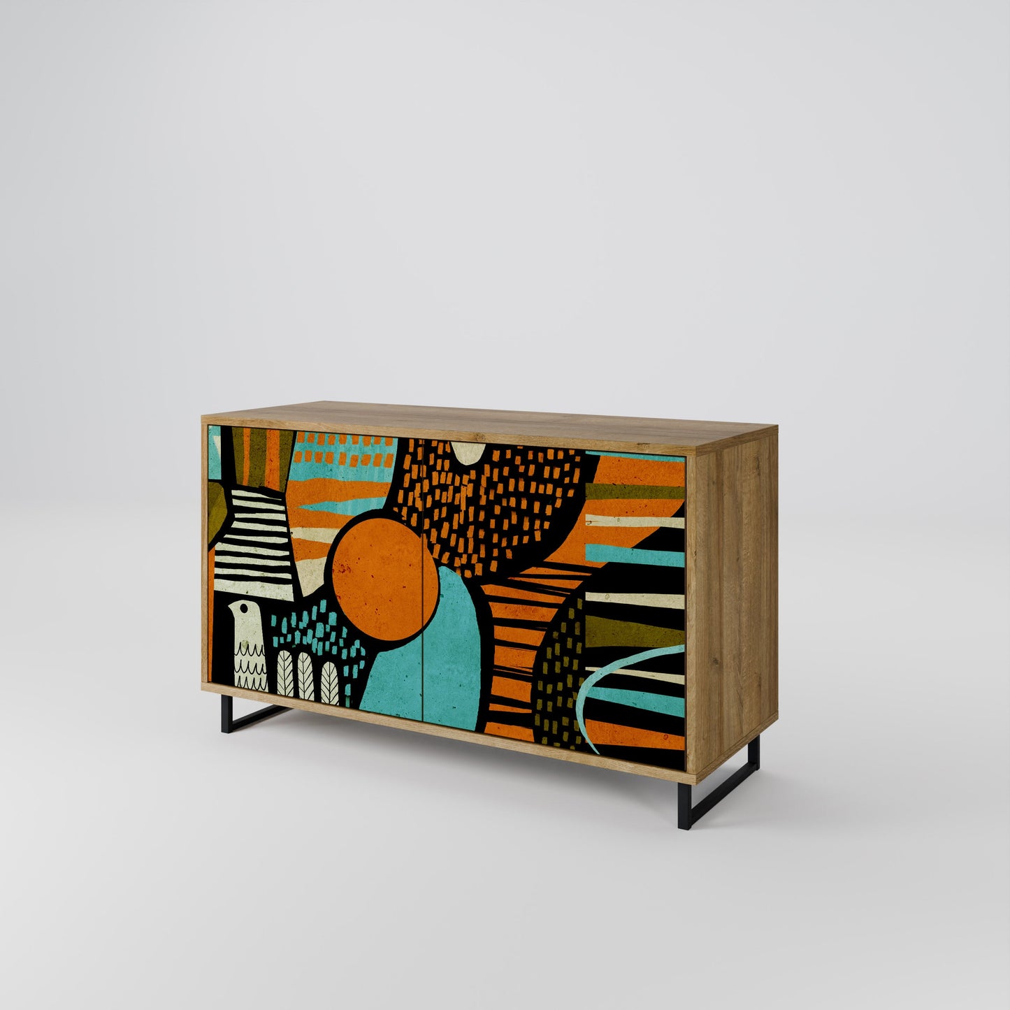 Credenza a 2 ante GEODE GLIMMER effetto rovere