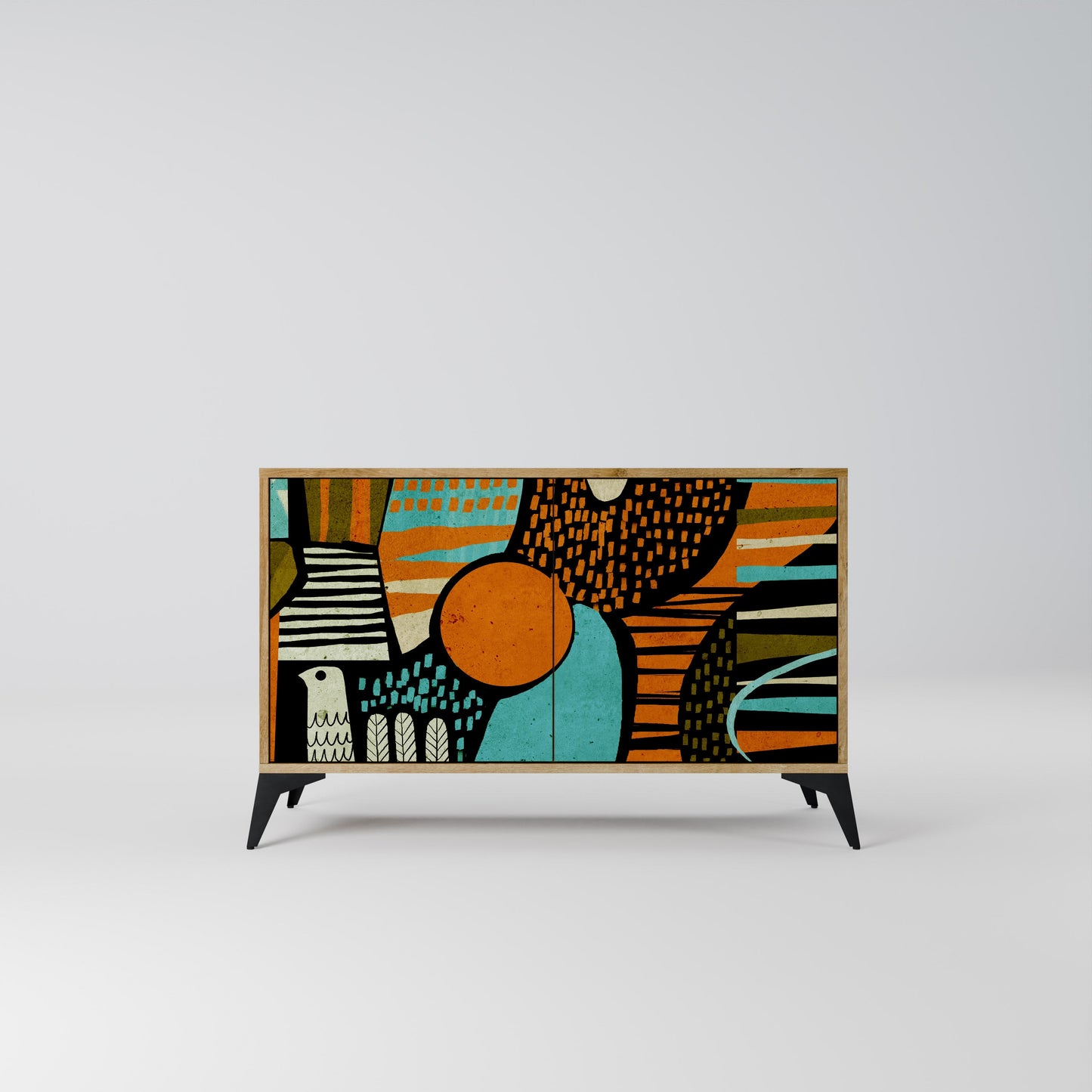 Credenza a 2 ante GEODE GLIMMER effetto rovere
