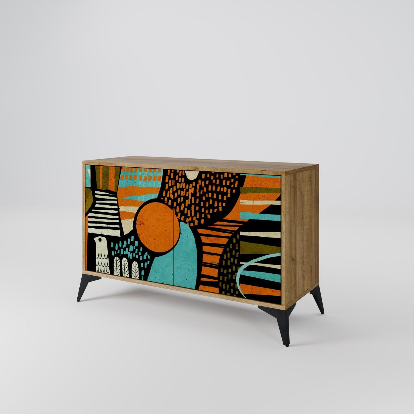 Credenza a 2 ante GEODE GLIMMER effetto rovere