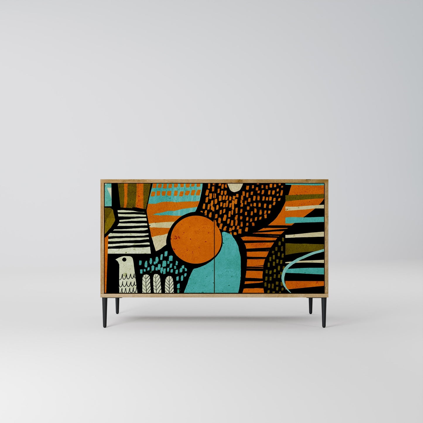 Credenza a 2 ante GEODE GLIMMER effetto rovere