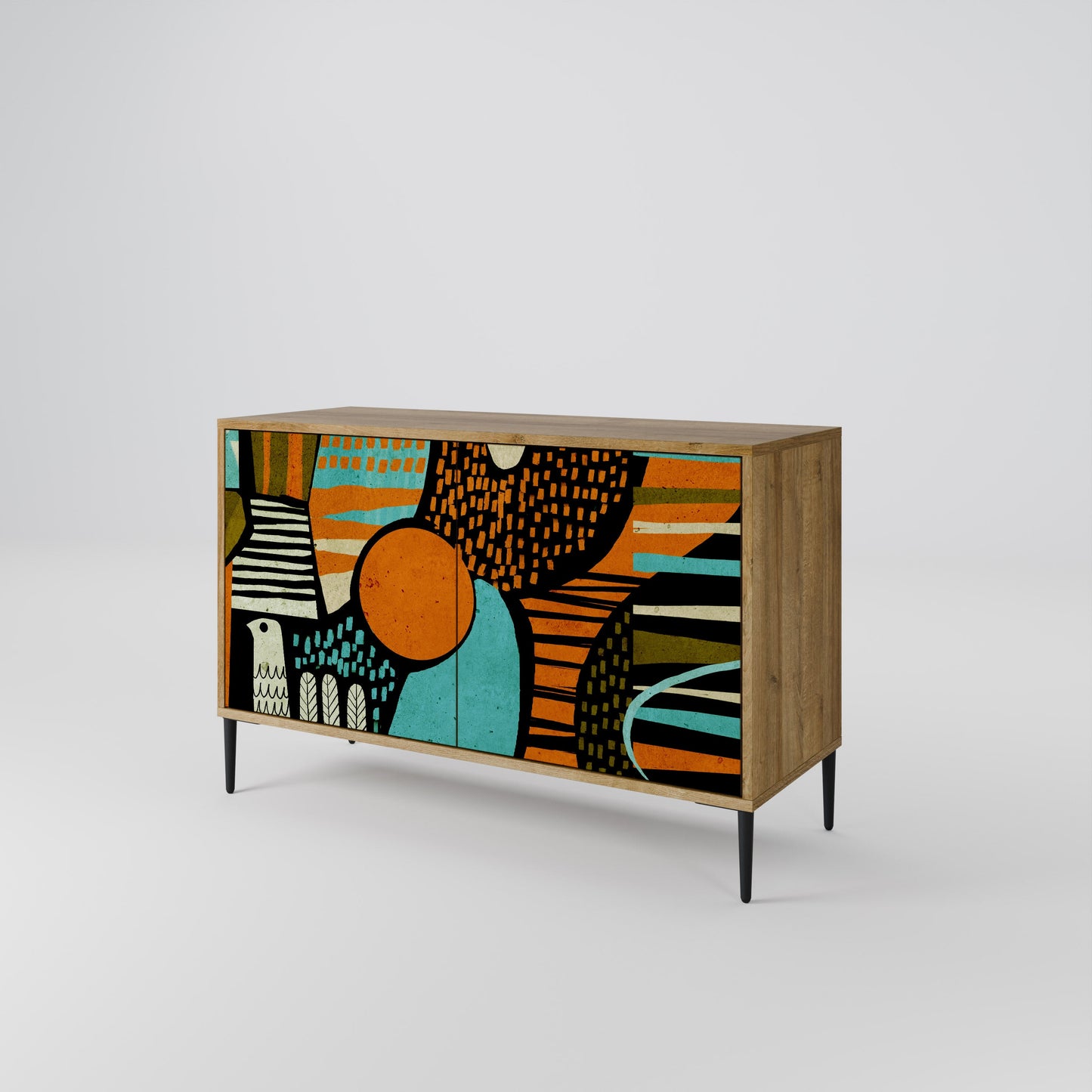 Credenza a 2 ante GEODE GLIMMER effetto rovere
