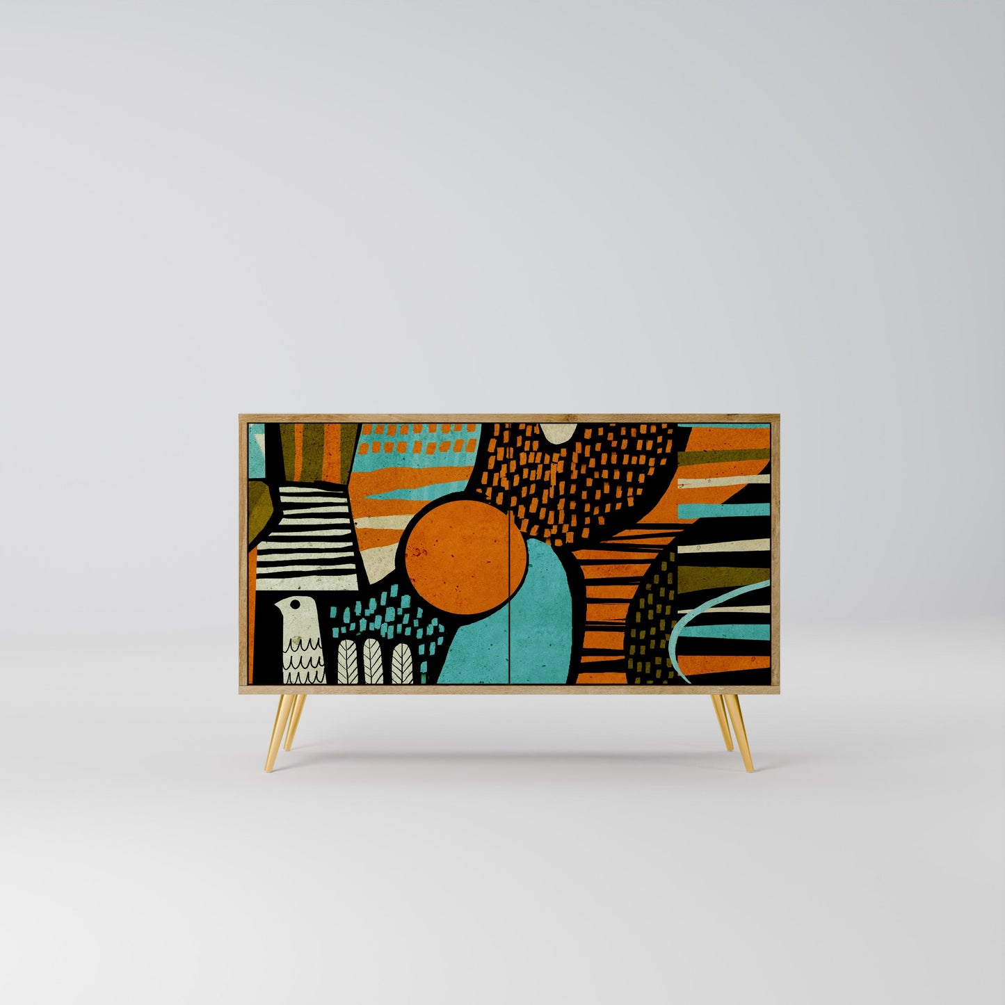 Credenza a 2 ante GEODE GLIMMER effetto rovere