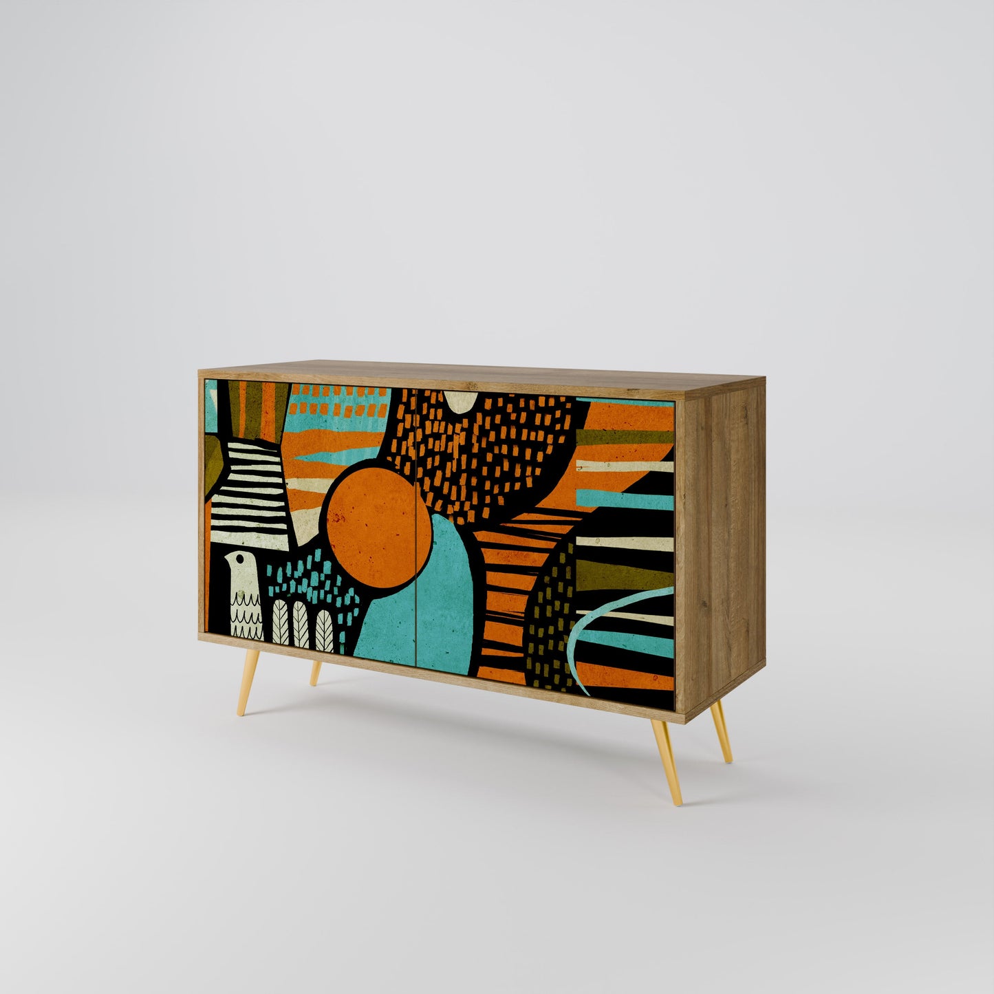 Credenza a 2 ante GEODE GLIMMER effetto rovere