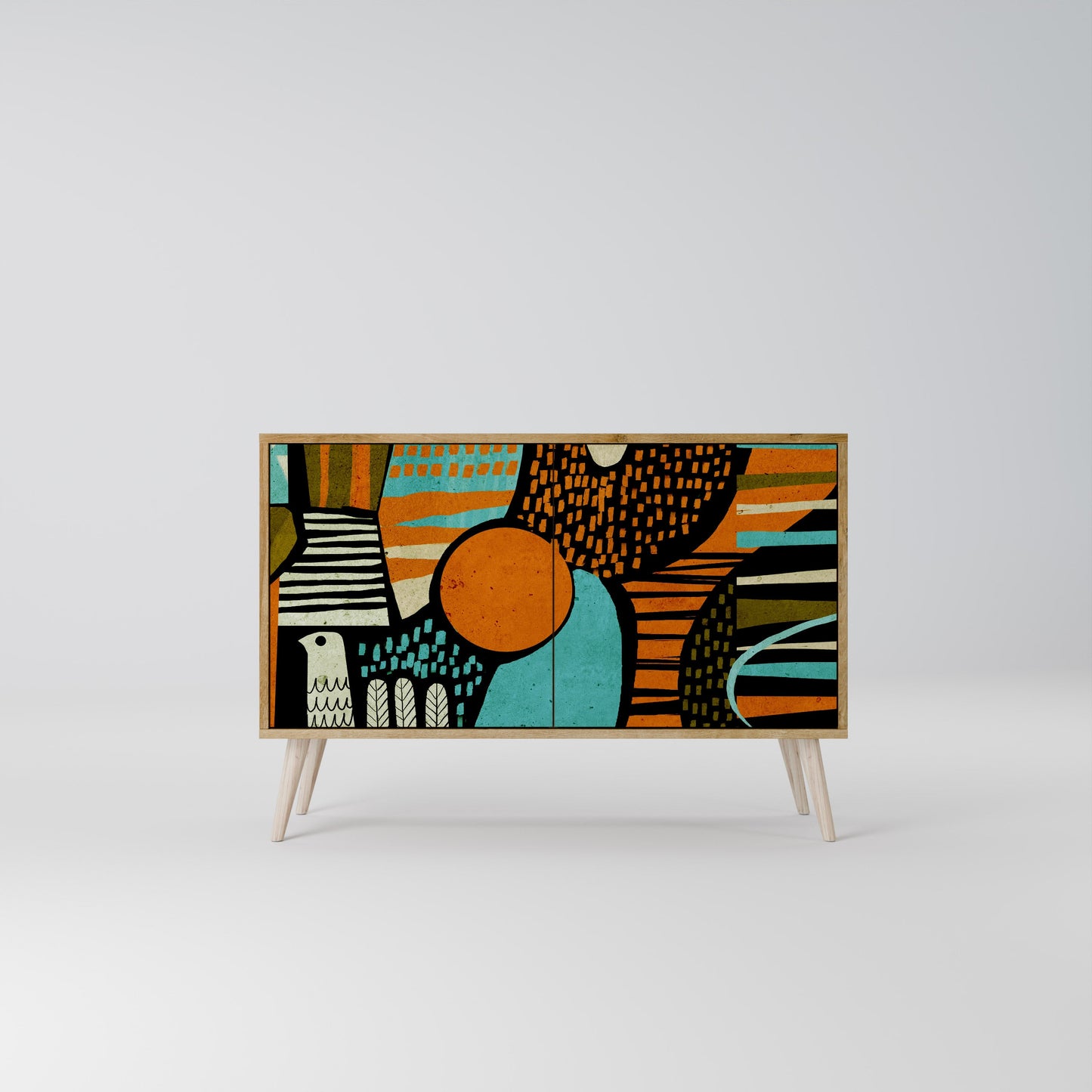 Credenza a 2 ante GEODE GLIMMER effetto rovere