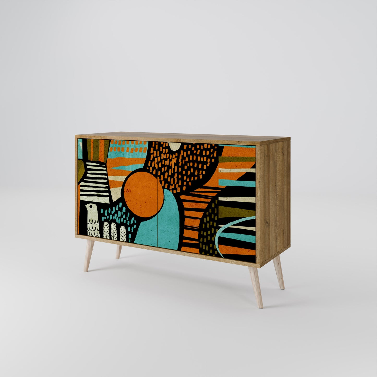 Credenza a 2 ante GEODE GLIMMER effetto rovere