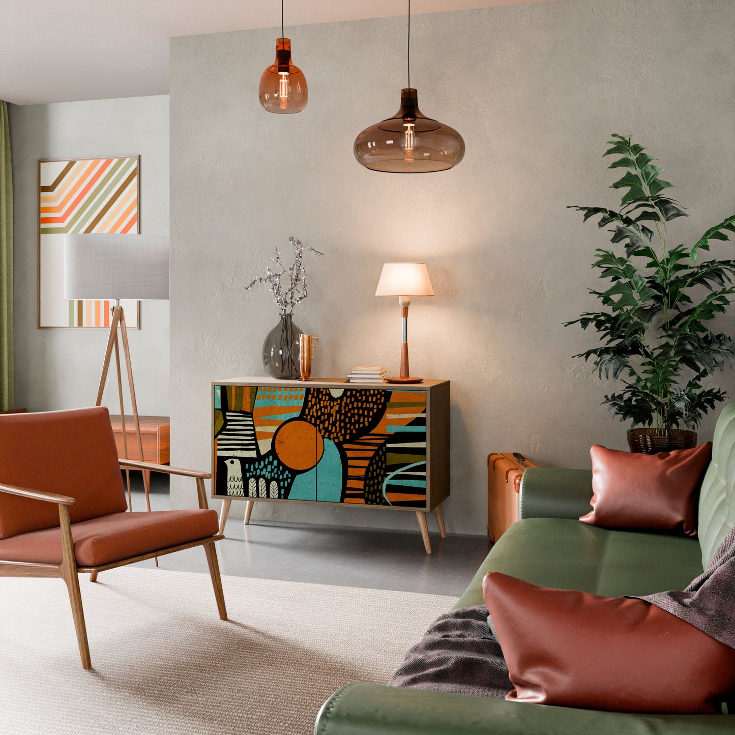 Credenza a 2 ante GEODE GLIMMER effetto rovere