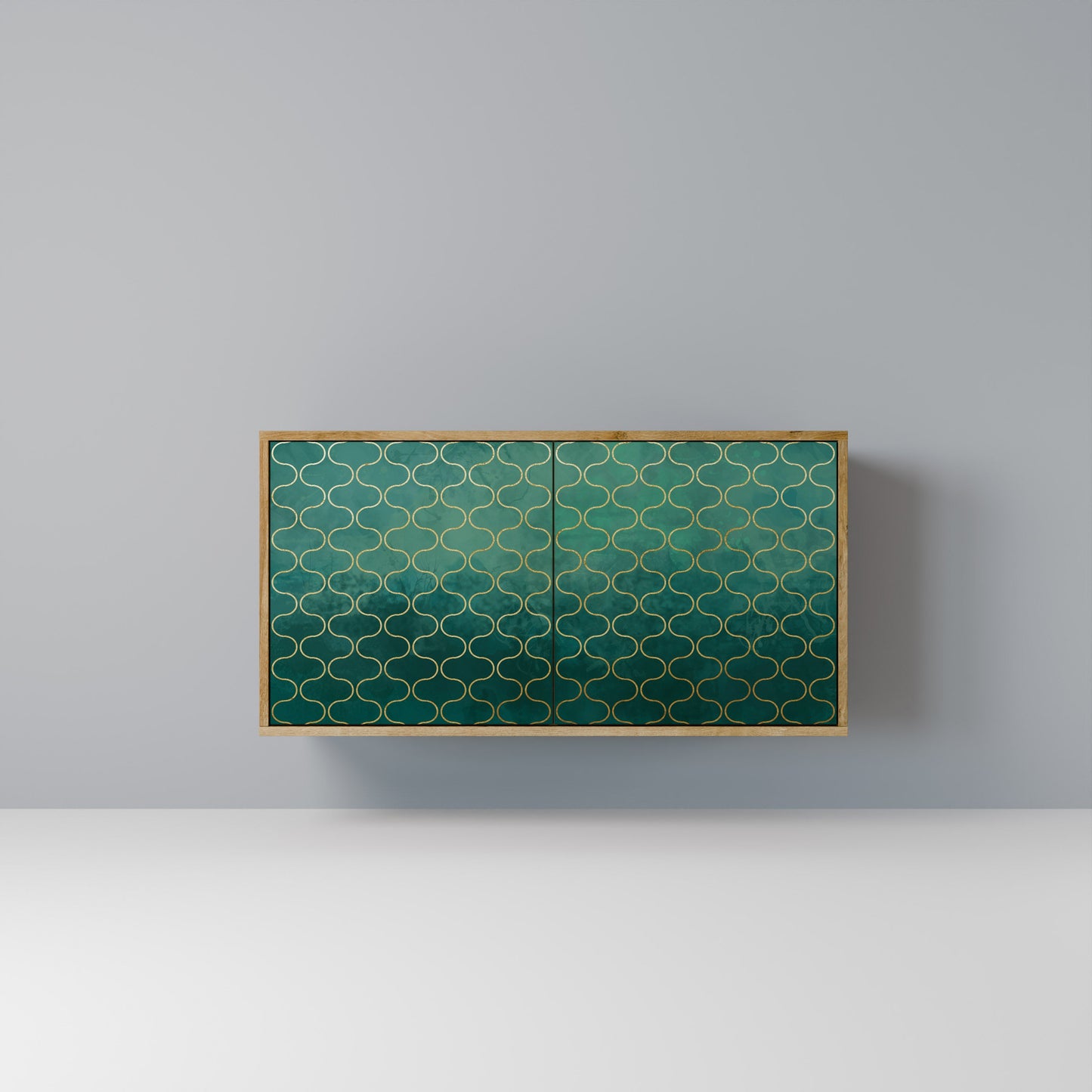 Credenza TESSELATED GREENERY a 2 ante in effetto rovere