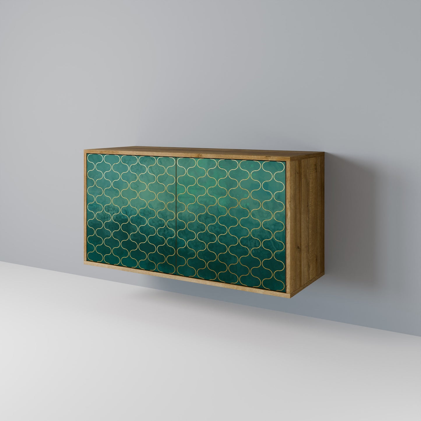 Credenza TESSELATED GREENERY a 2 ante in effetto rovere