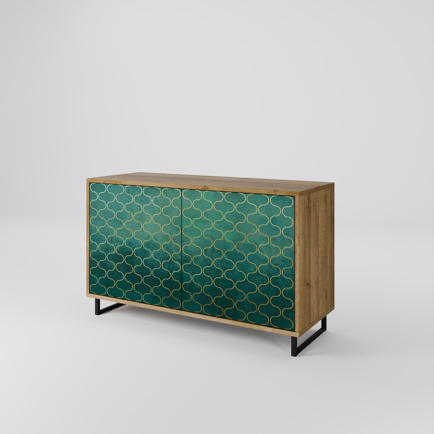 Credenza TESSELATED GREENERY a 2 ante in effetto rovere