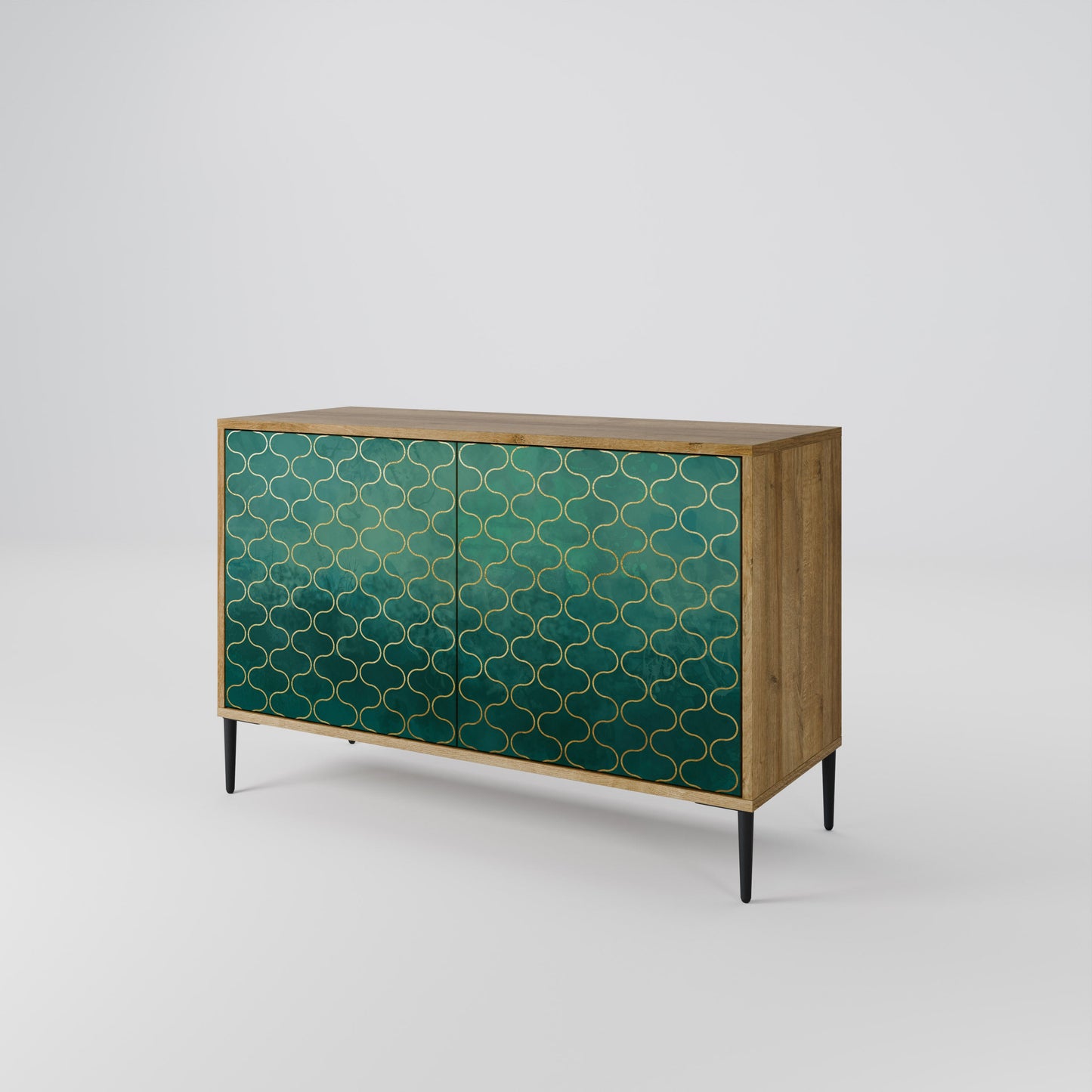 Credenza TESSELATED GREENERY a 2 ante in effetto rovere