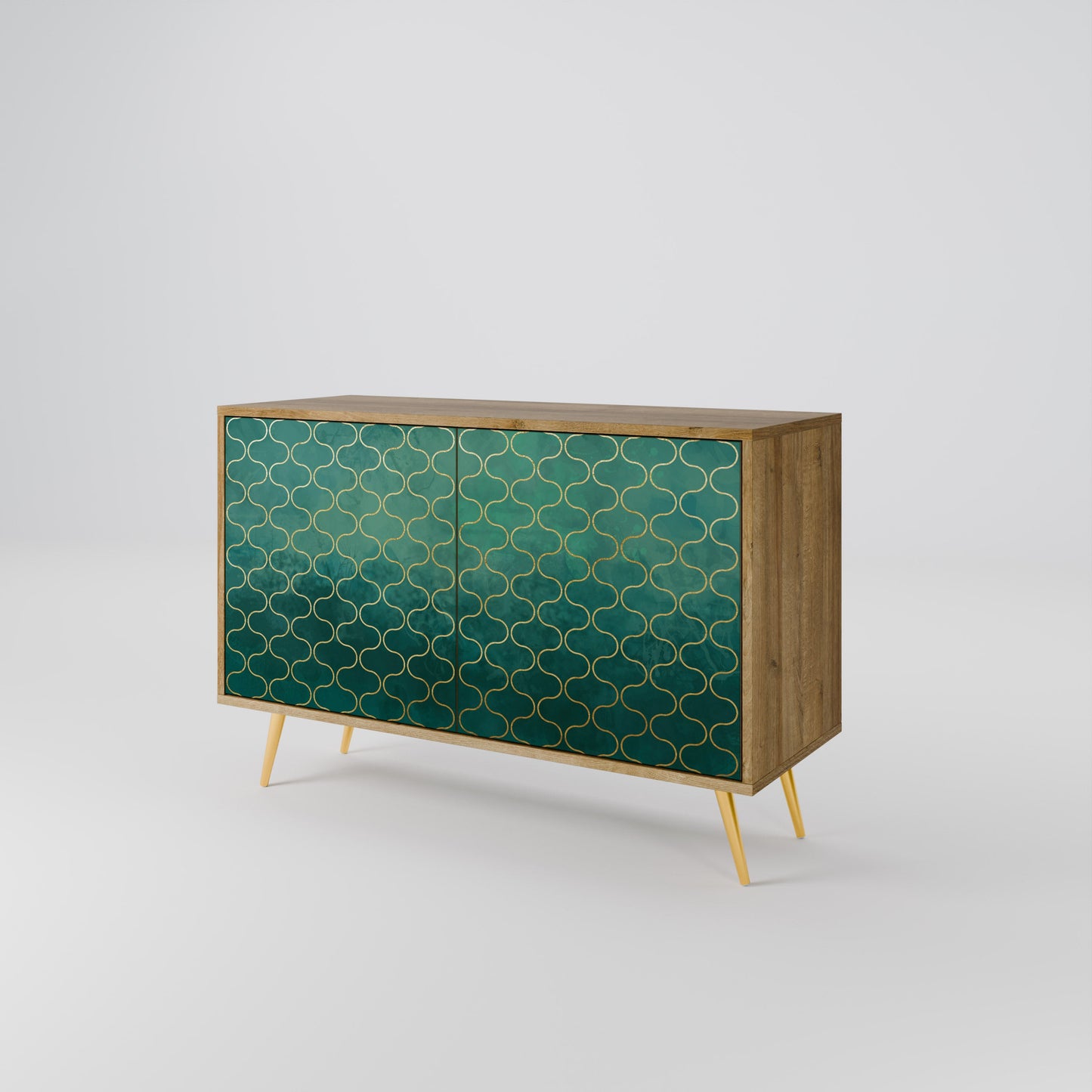 Credenza TESSELATED GREENERY a 2 ante in effetto rovere