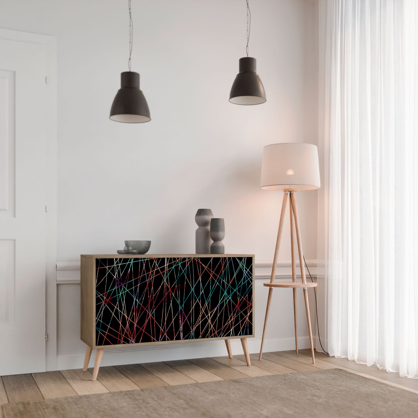 Credenza LUMINOUS SNARE a 2 ante in effetto rovere