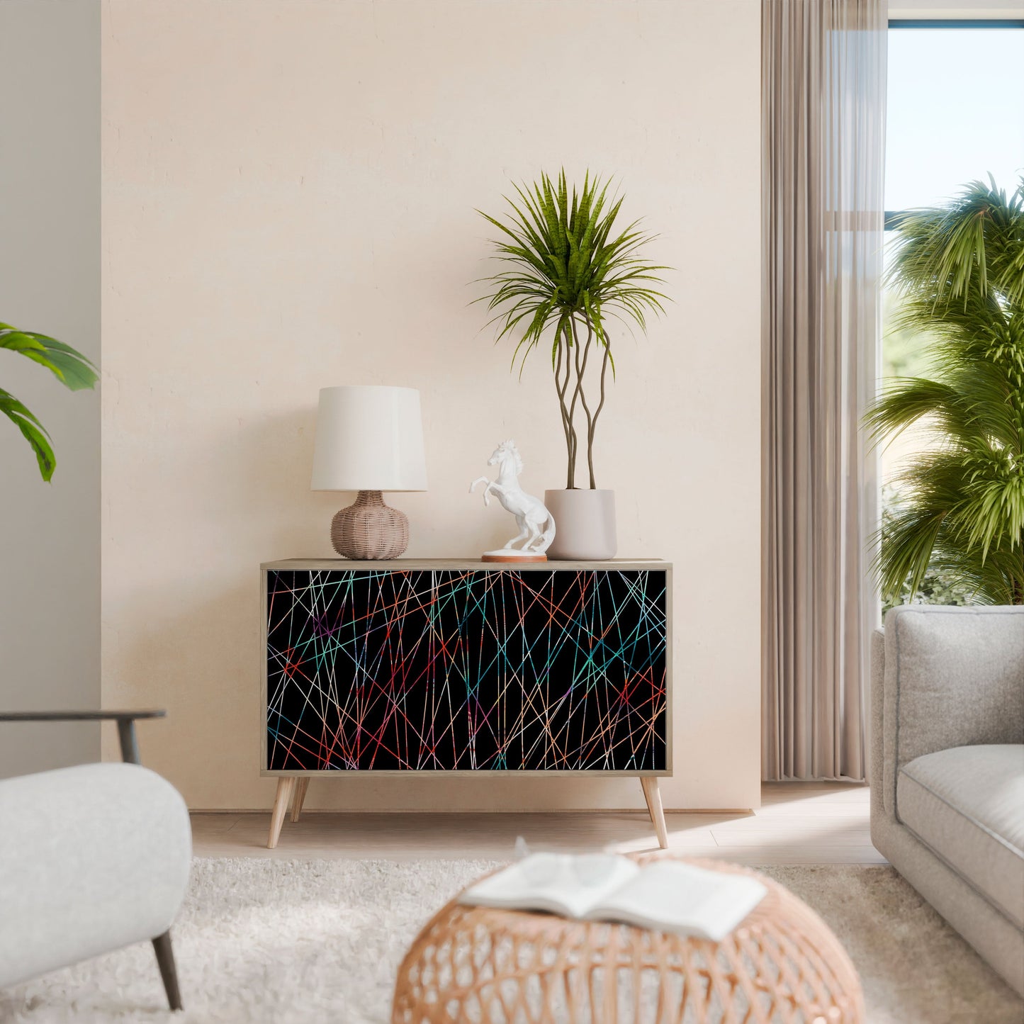 Credenza LUMINOUS SNARE a 2 ante in effetto rovere