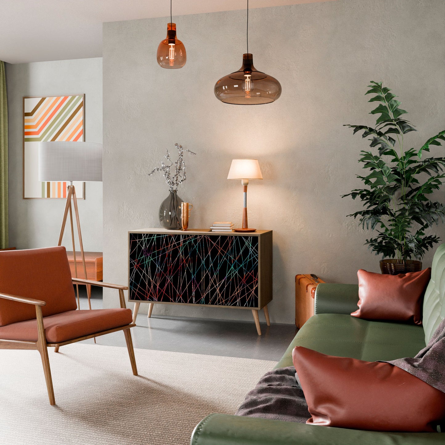 Credenza LUMINOUS SNARE a 2 ante in effetto rovere