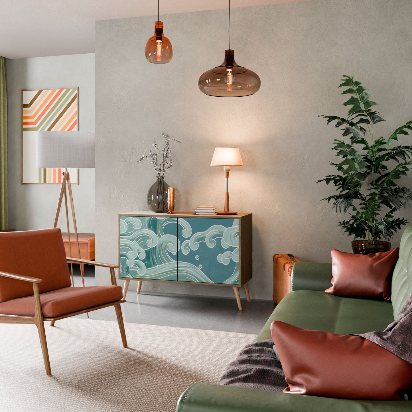 Credenza a 2 ante ASIAN SWAY in effetto rovere