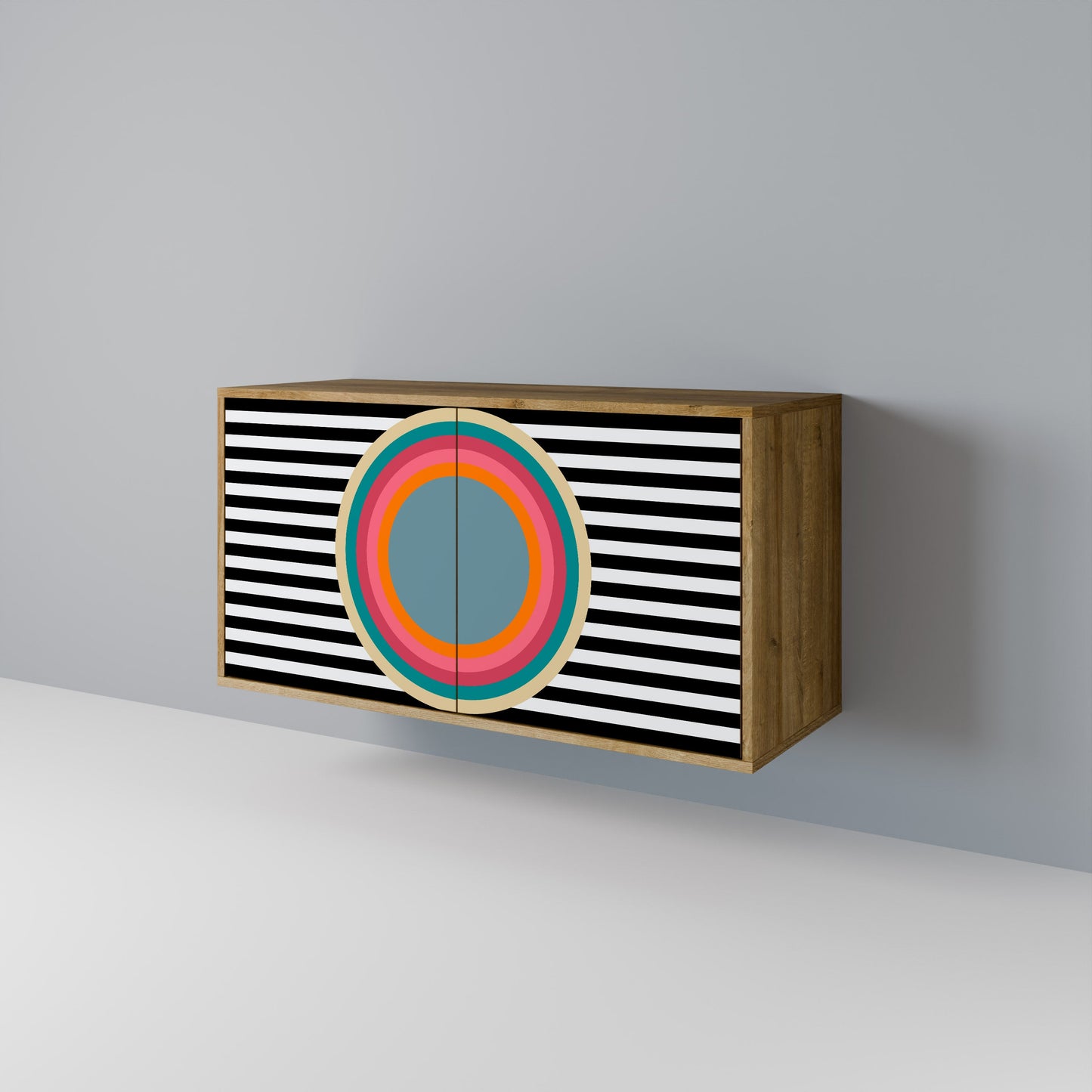SPECTRA SHOWCASE Credenza a 2 ante in effetto rovere