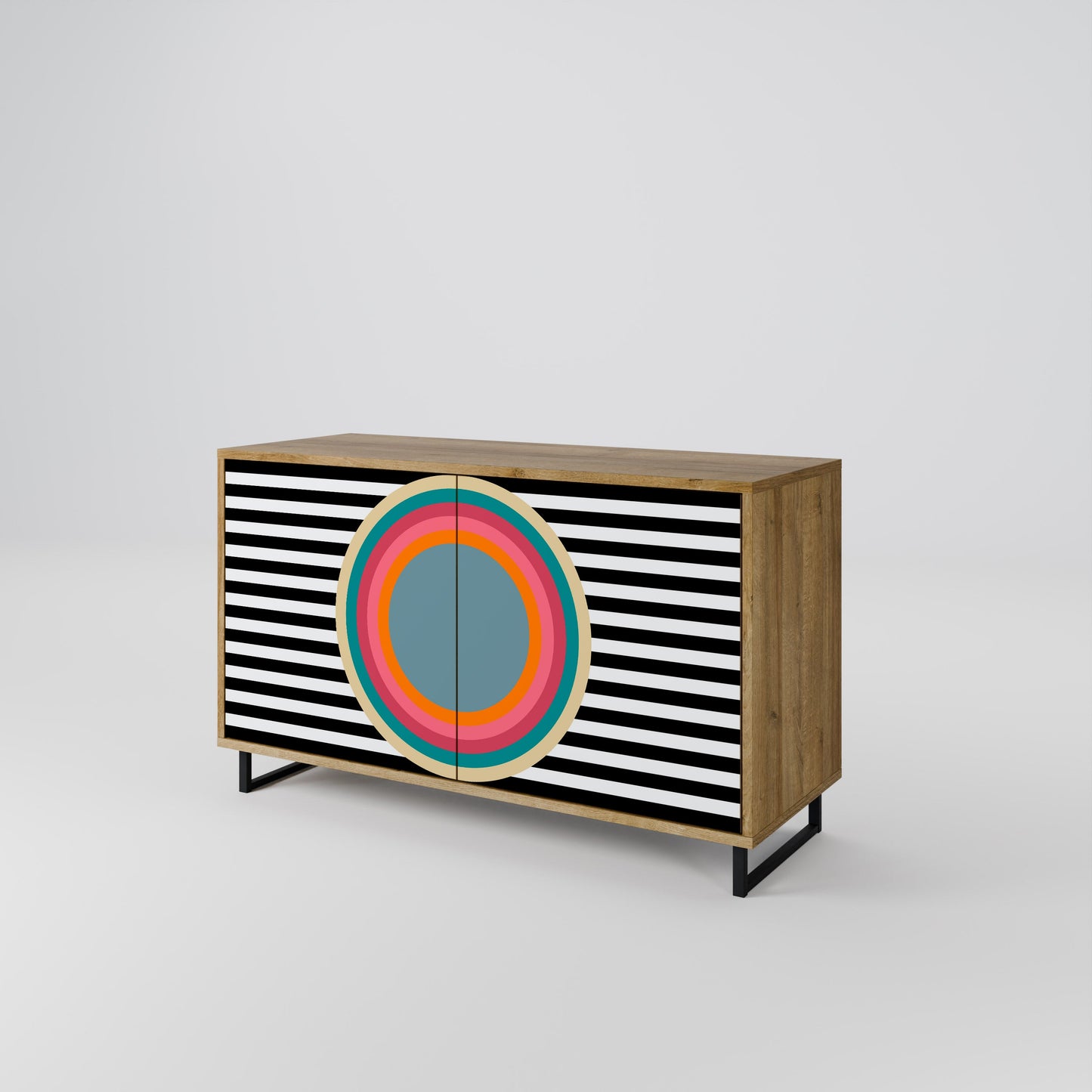 SPECTRA SHOWCASE Credenza a 2 ante in effetto rovere