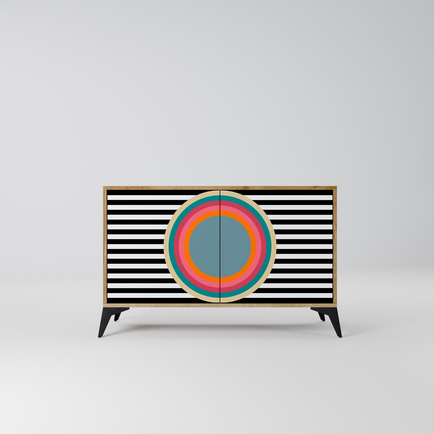 SPECTRA SHOWCASE Credenza a 2 ante in effetto rovere