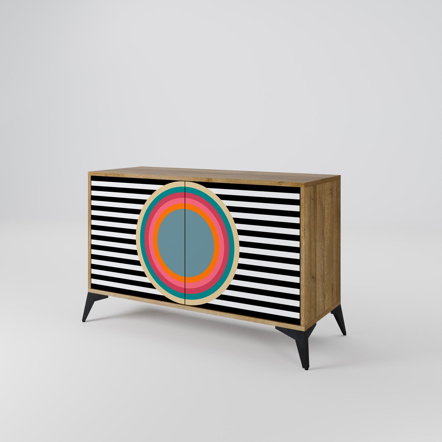 SPECTRA SHOWCASE Credenza a 2 ante in effetto rovere