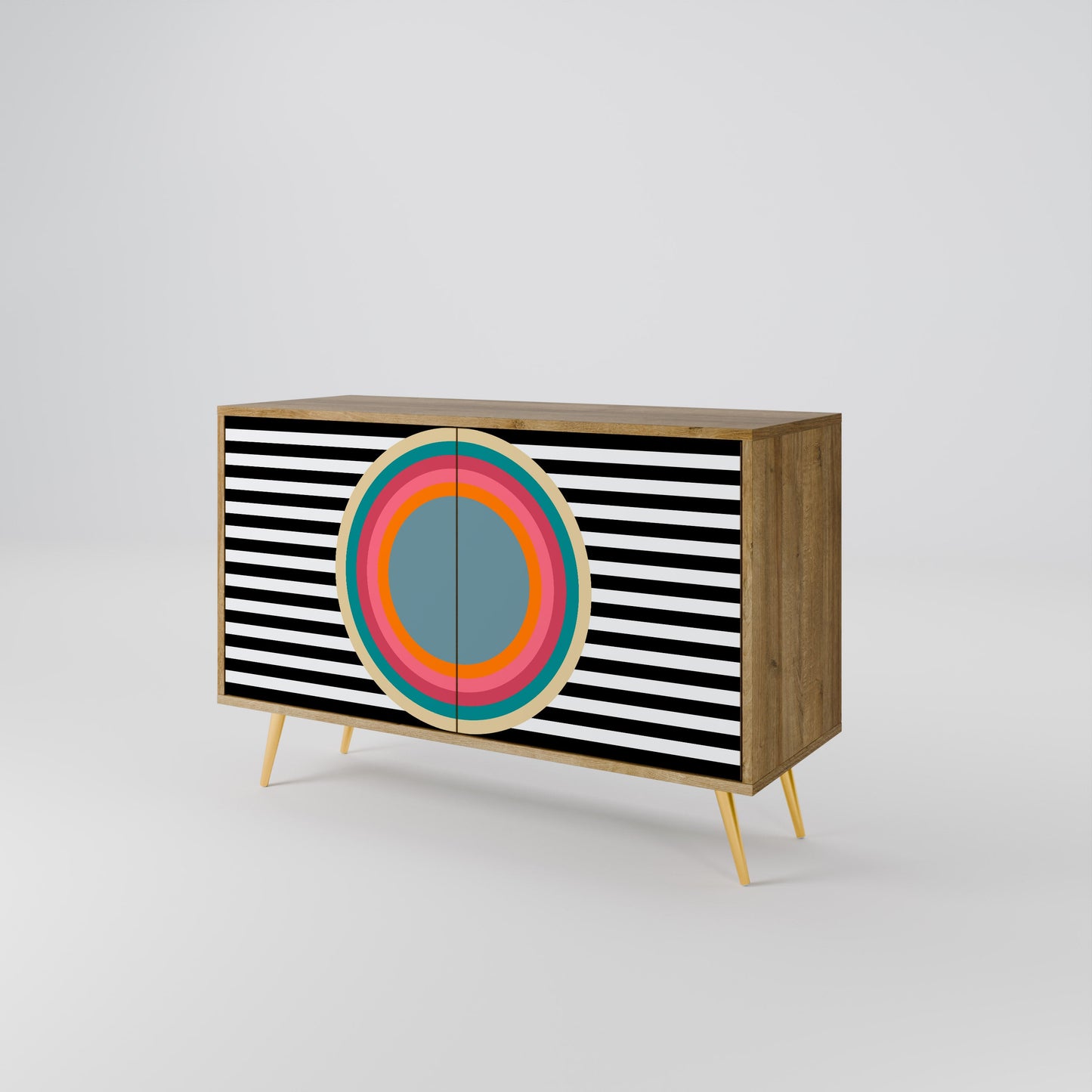 SPECTRA SHOWCASE Credenza a 2 ante in effetto rovere