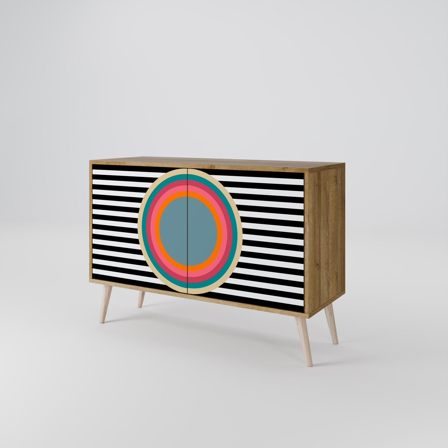 SPECTRA SHOWCASE Credenza a 2 ante in effetto rovere