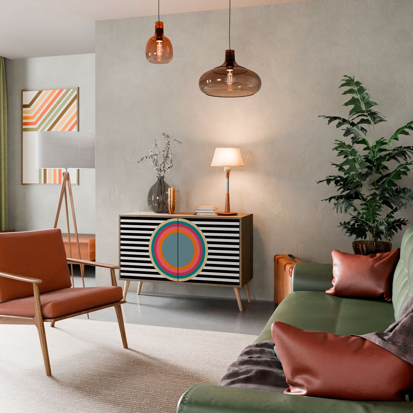 SPECTRA SHOWCASE Credenza a 2 ante in effetto rovere