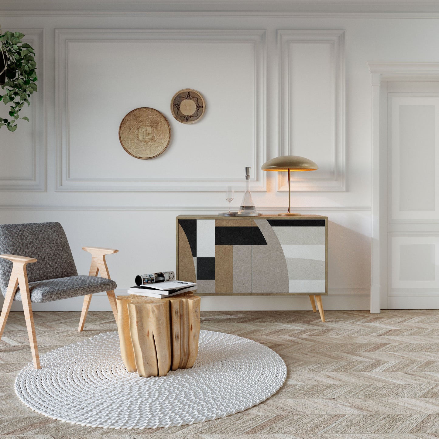 Credenza DELICATE MEMENTO a 2 ante in effetto rovere