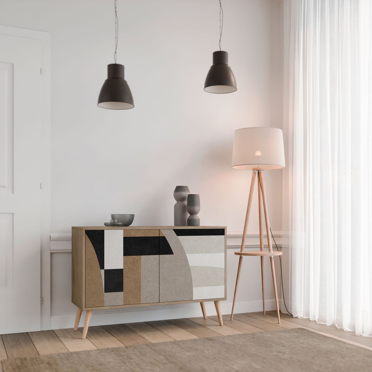 Credenza DELICATE MEMENTO a 2 ante in effetto rovere